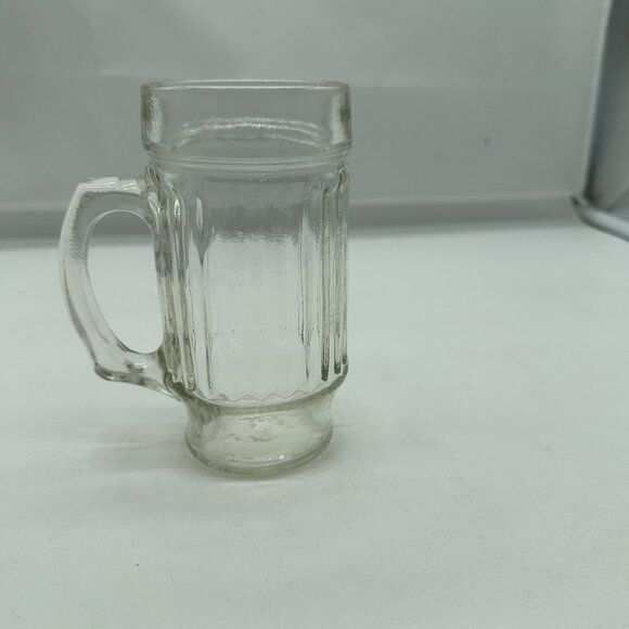 Vintage Anchor Hocking Line Lites Beer Mug Clear 5 11/16" Glass - Picture 2 of 4